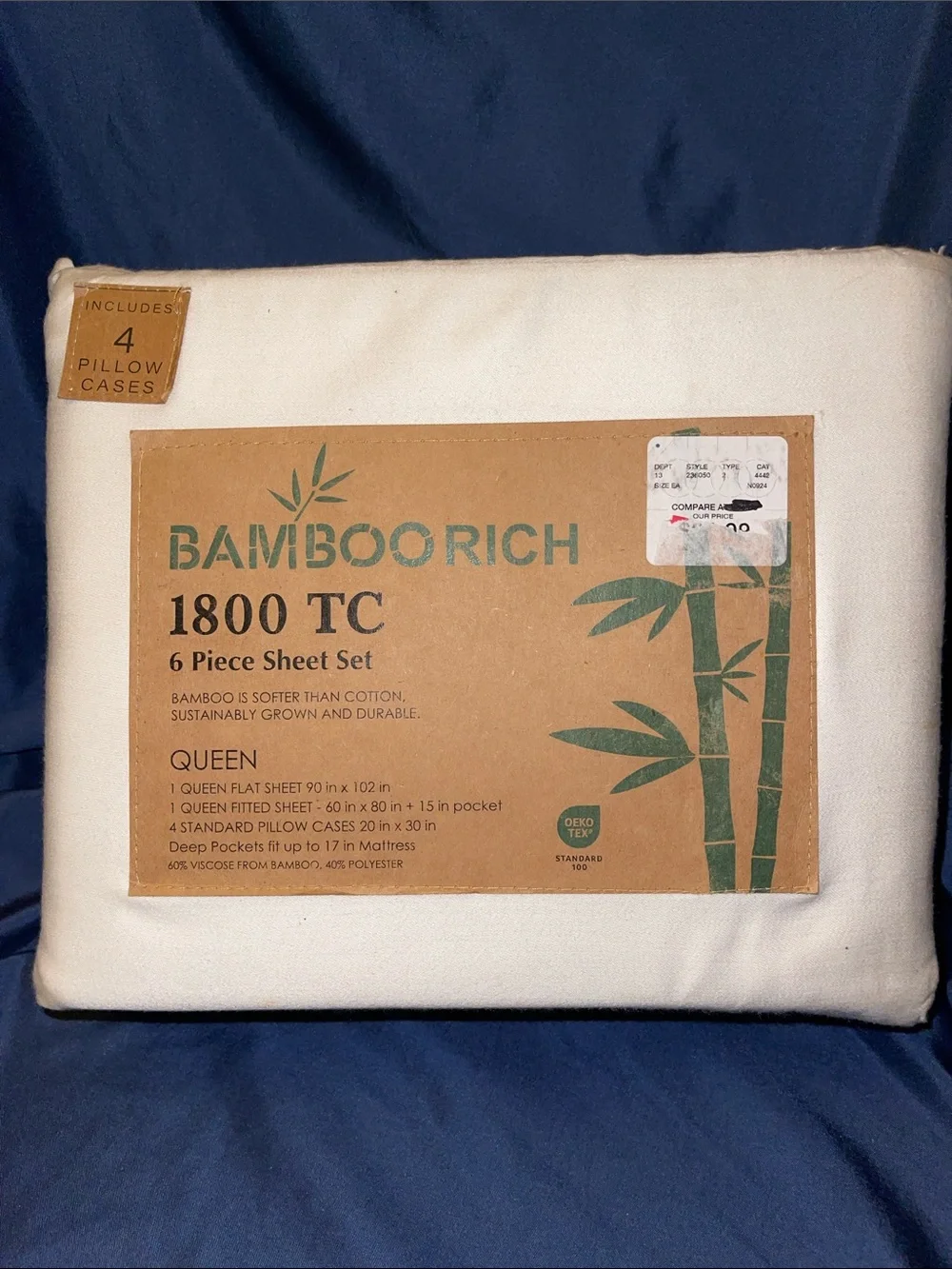 BAMBOO Rich 1800 TC Queen Sheet Set - Cream